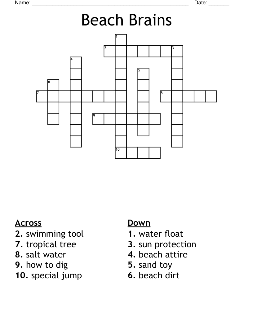 Beach Brains Crossword
