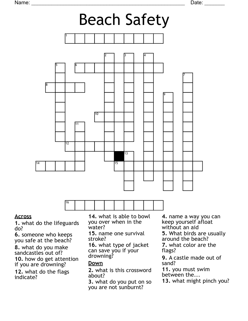 Beach Safety Crossword