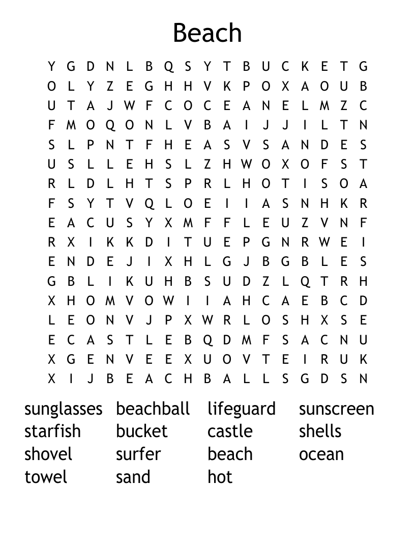 Beach  Word Search