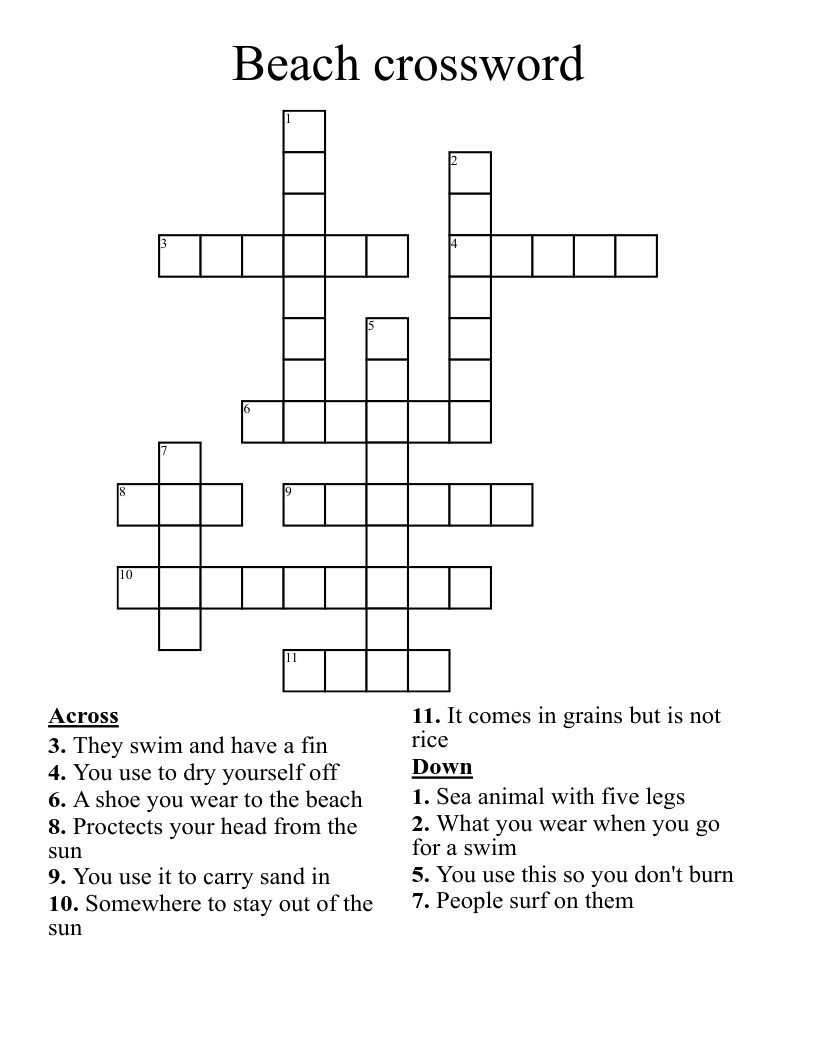 Beach crossword 