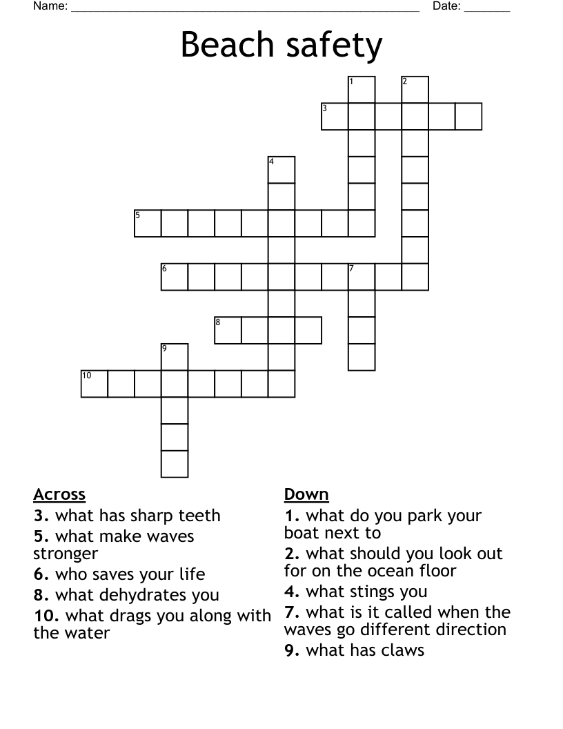 Beach safety Crossword