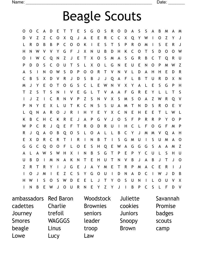 Beagle Scouts Word Search