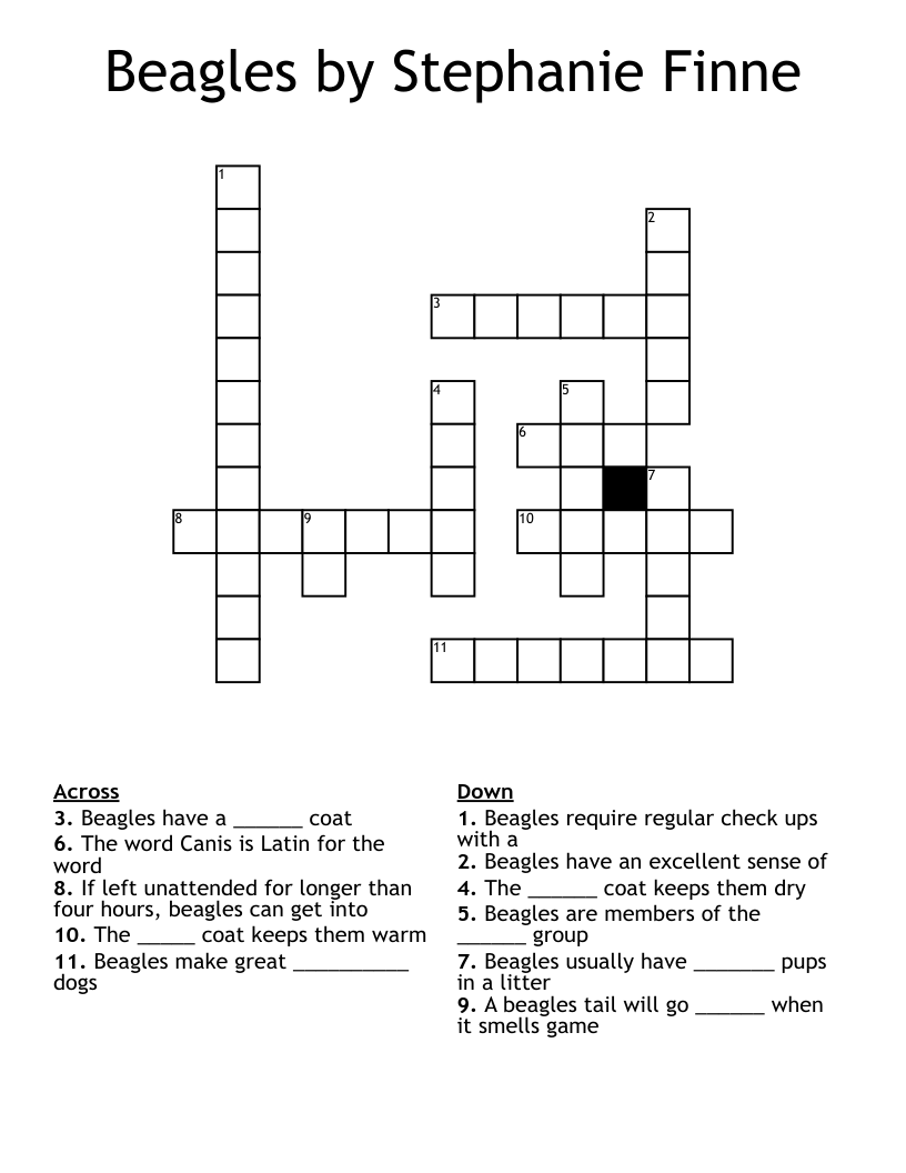 Beagles by Stephanie Finne Crossword