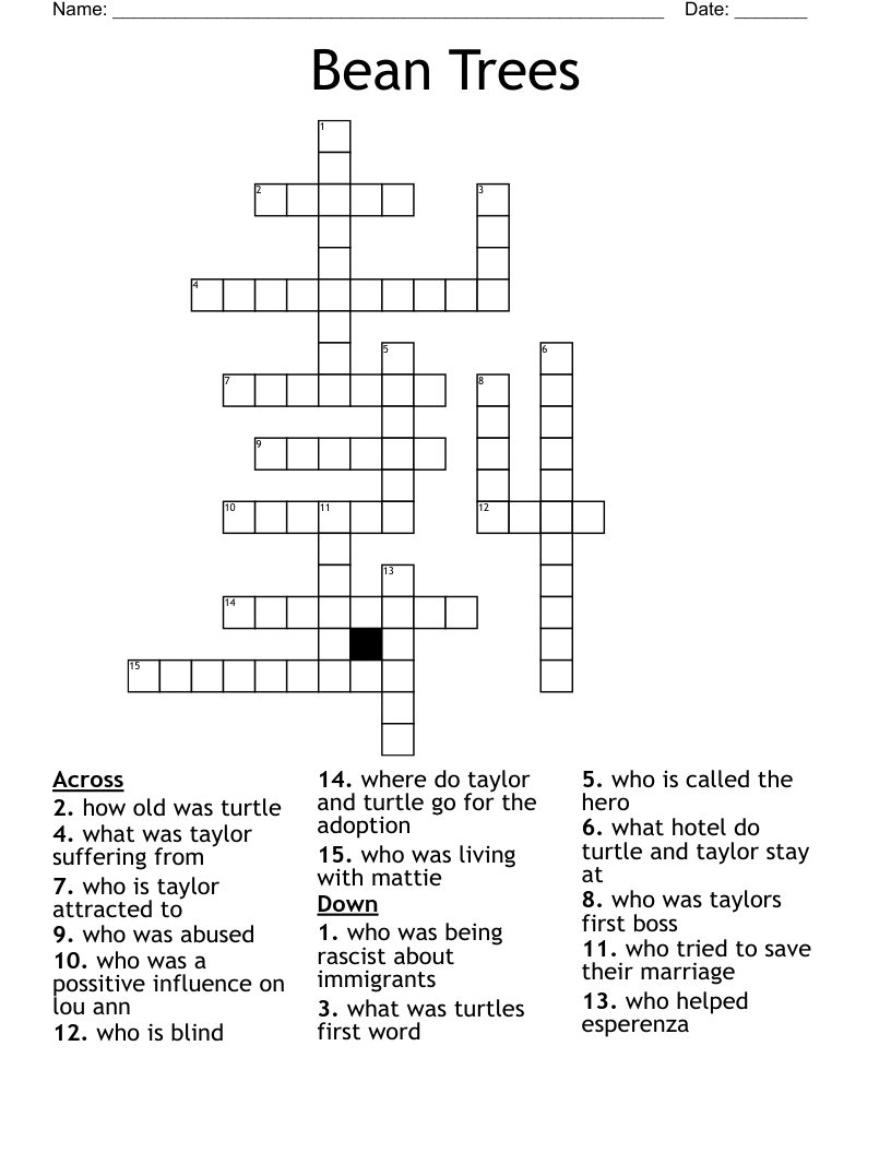 Bean Trees Crossword