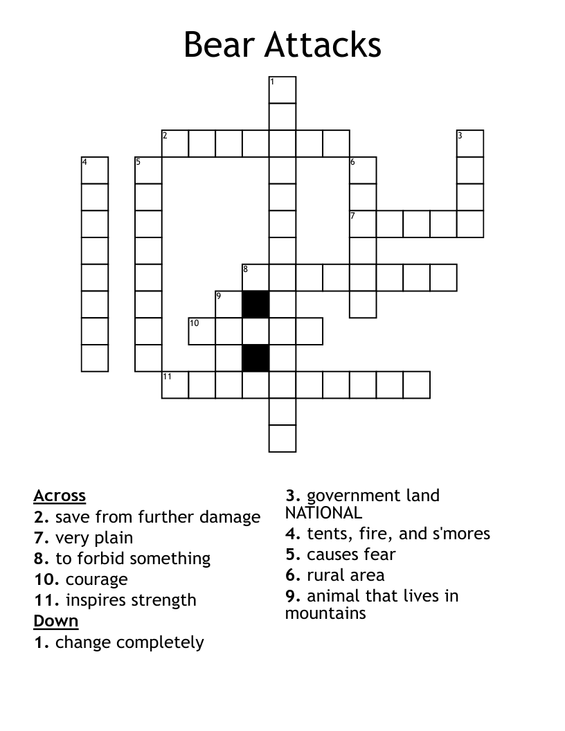 Bear Attacks Crossword