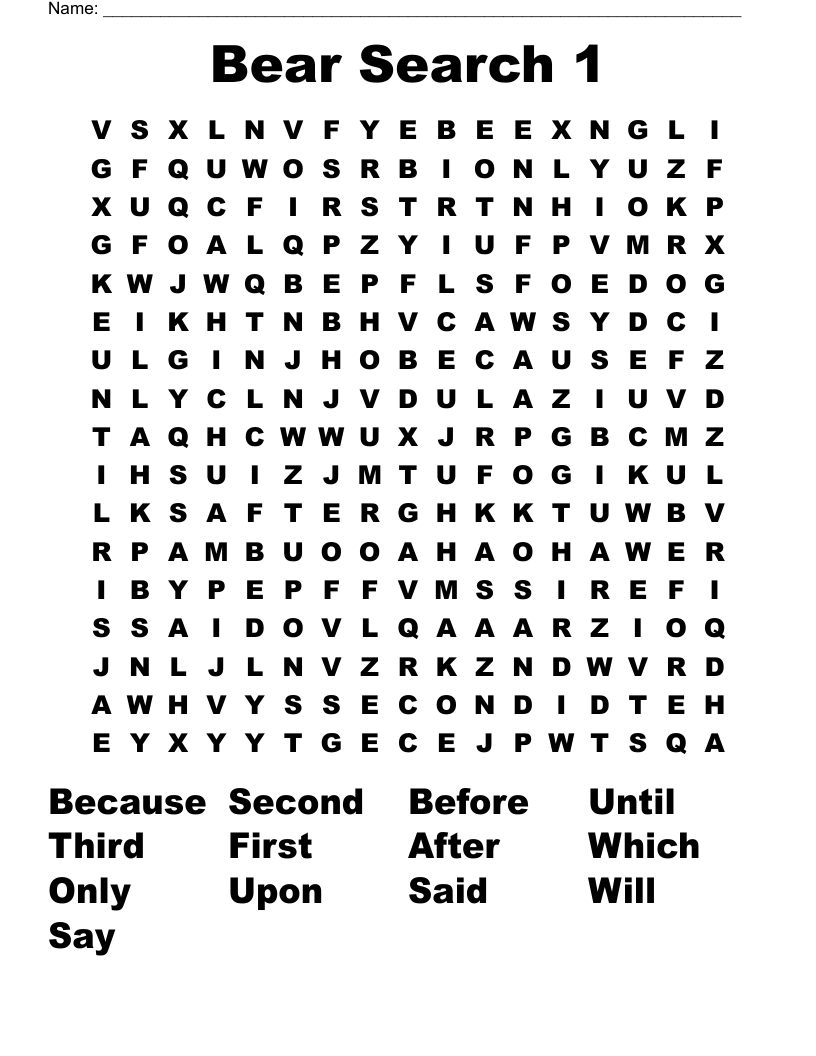 Bear Search 1 Word Search