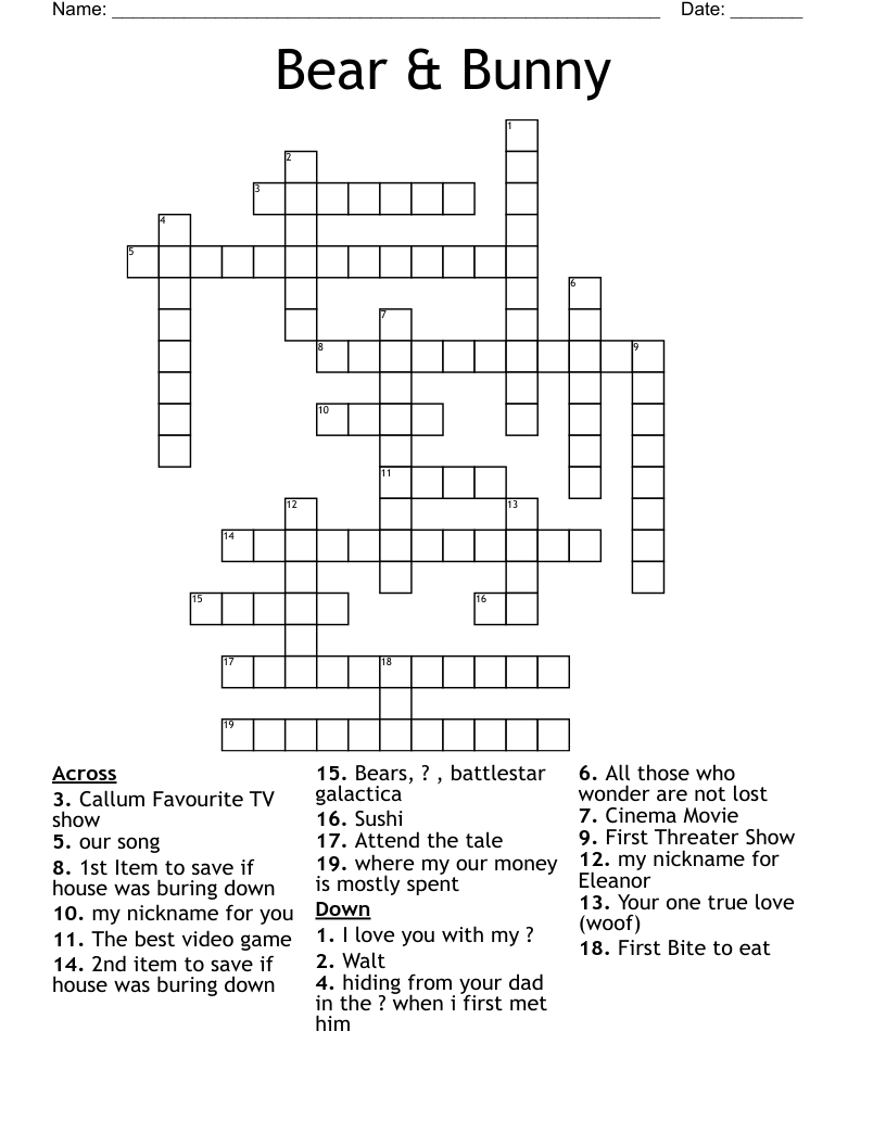 Bear & Bunny Crossword