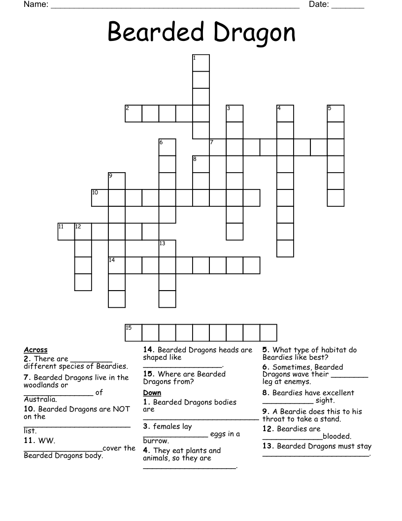 Bearded Dragon Crossword