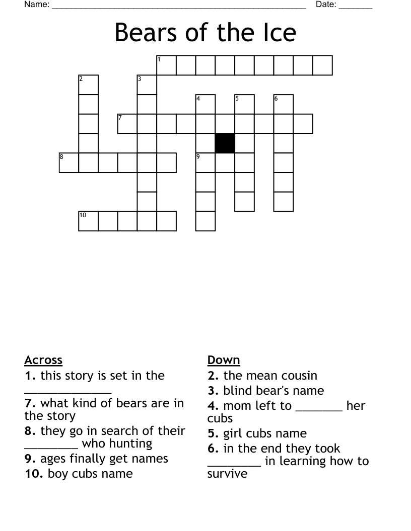 Bears of the Ice Crossword