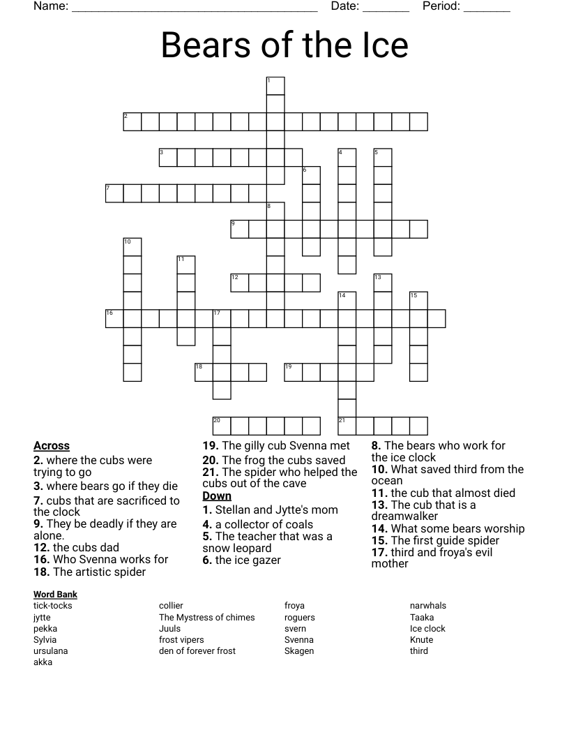 Bears of the Ice Crossword