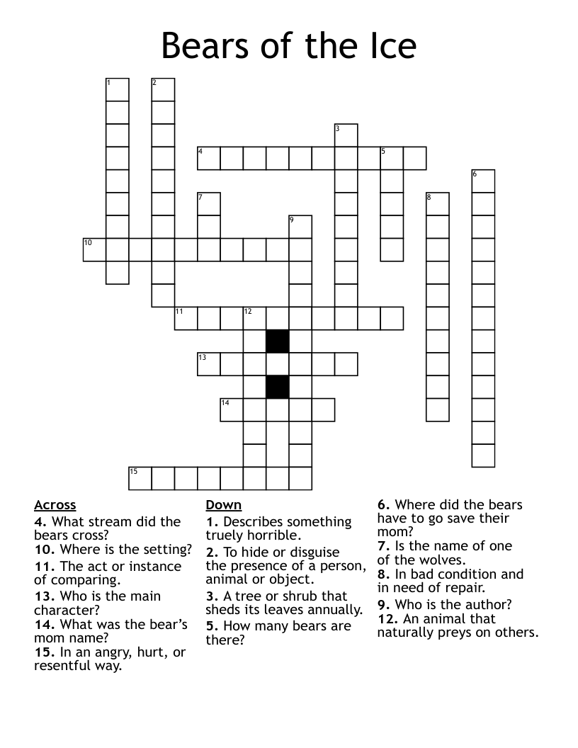 Bears of the Ice  Crossword
