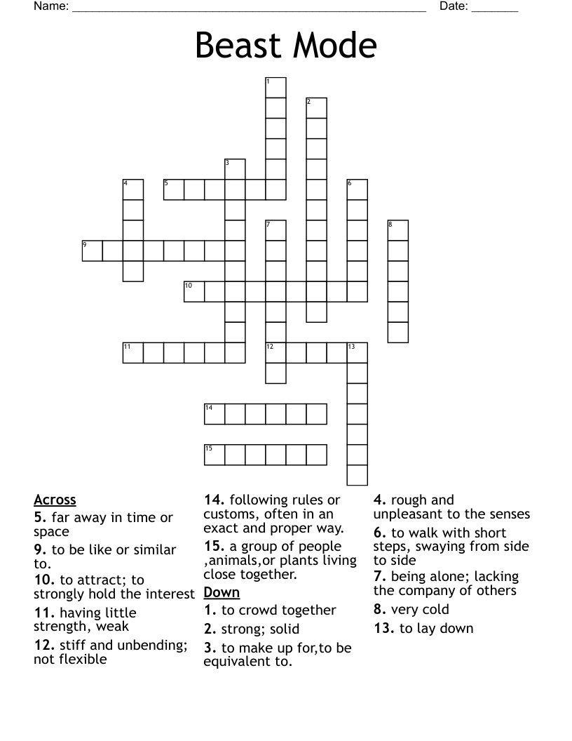 Beast Mode Crossword
