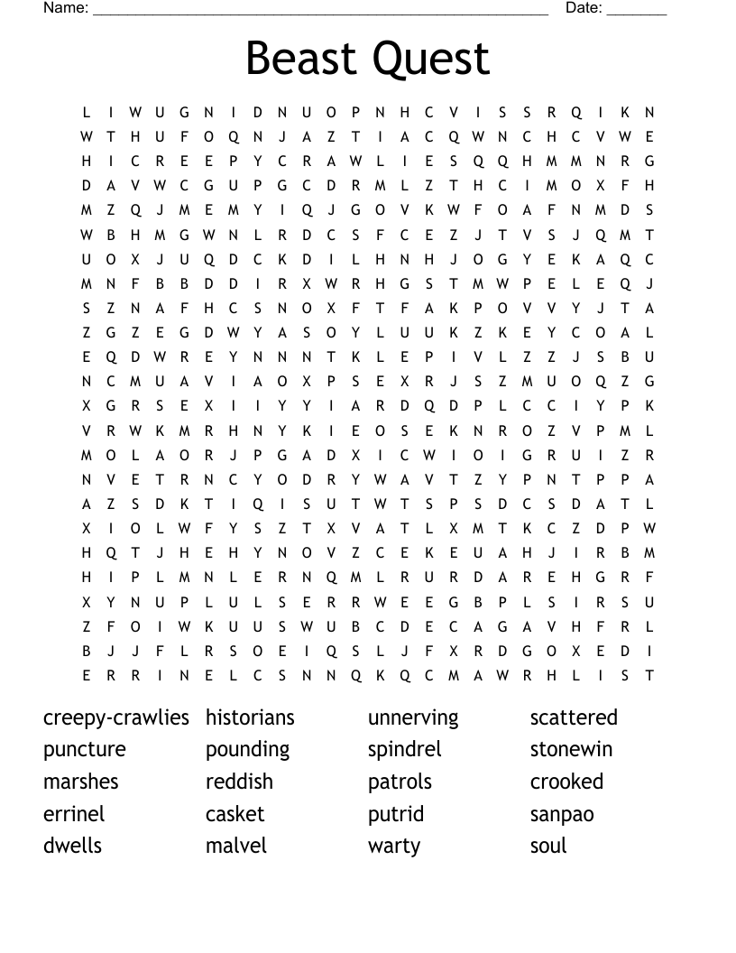 Beast Quest Word Search