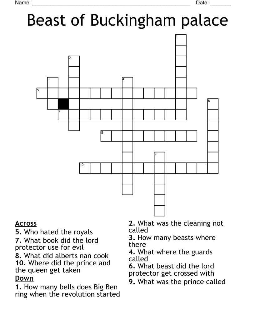 Beast of Buckingham palace Crossword