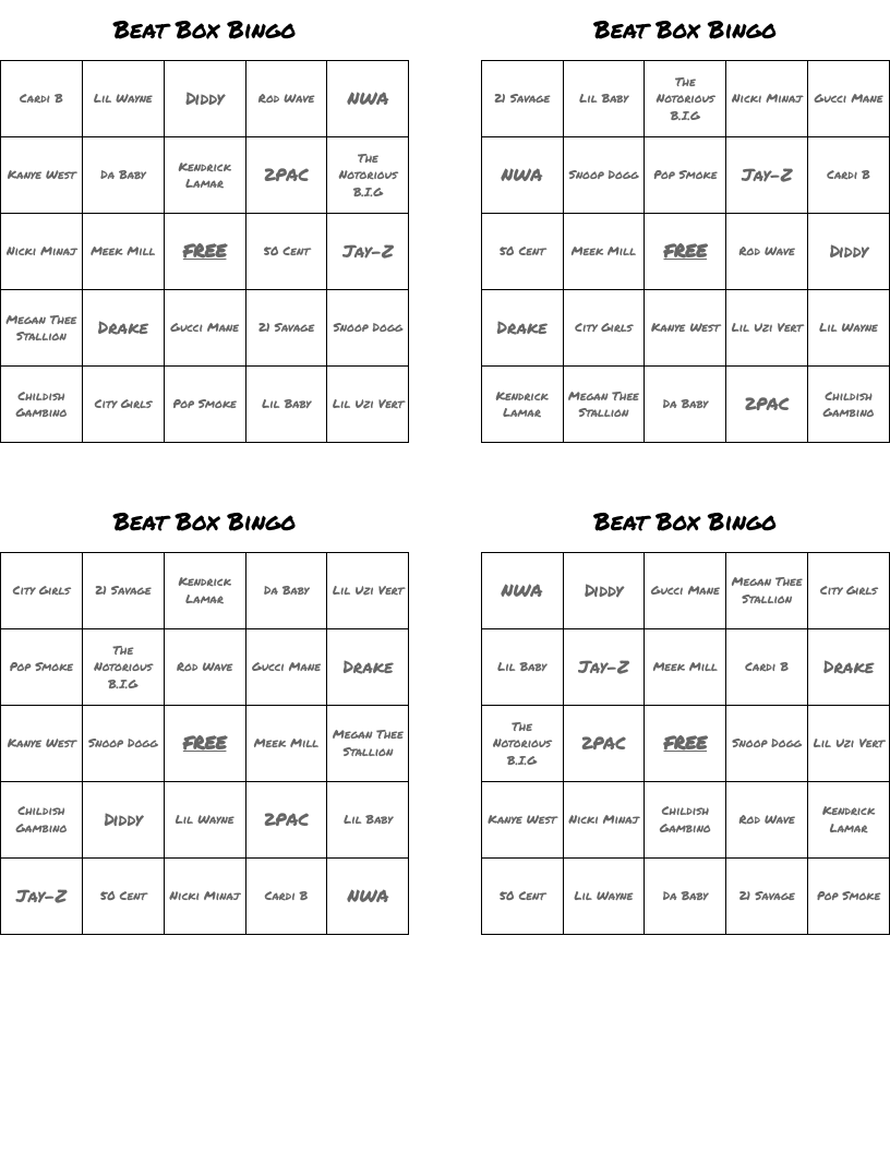 Beat Box Bingo