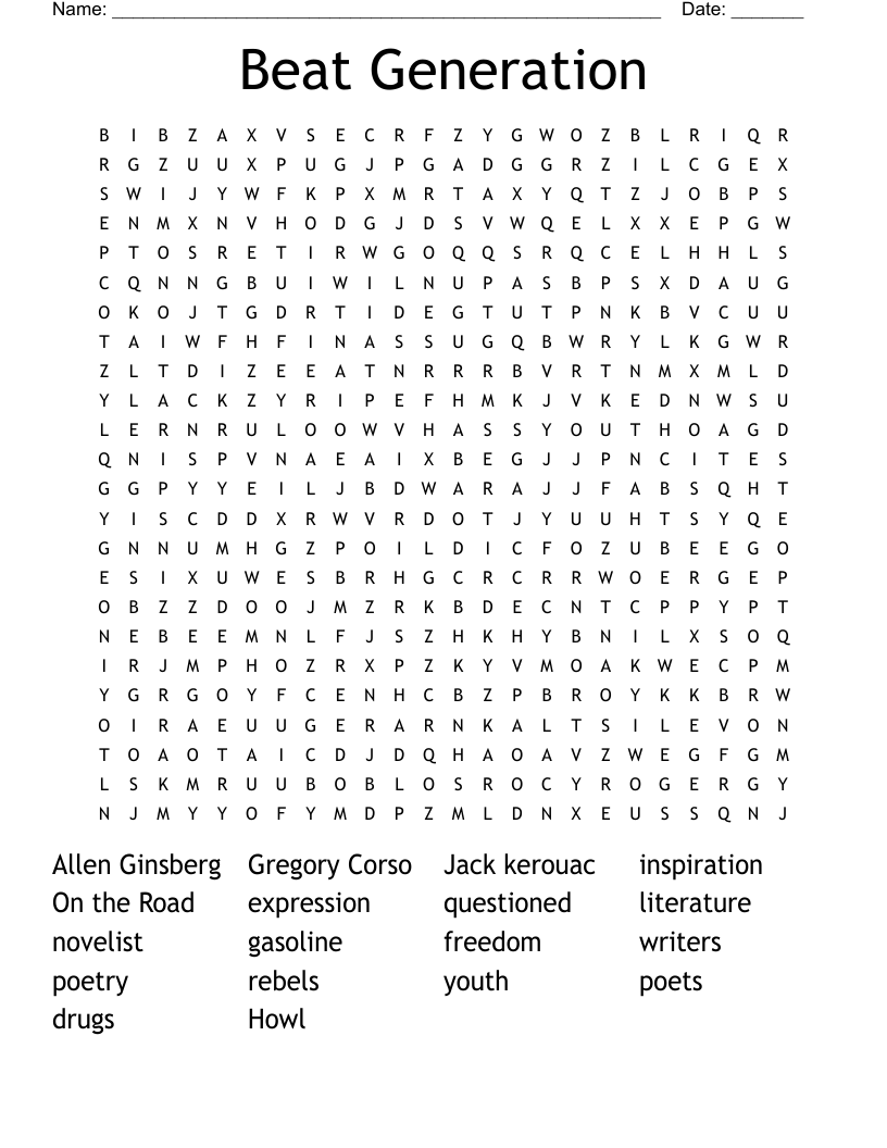Beat Generation Word Search