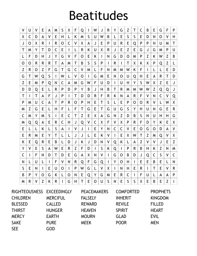 Beatitudes Word Search
