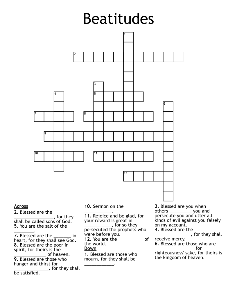 Beatitudes Crossword
