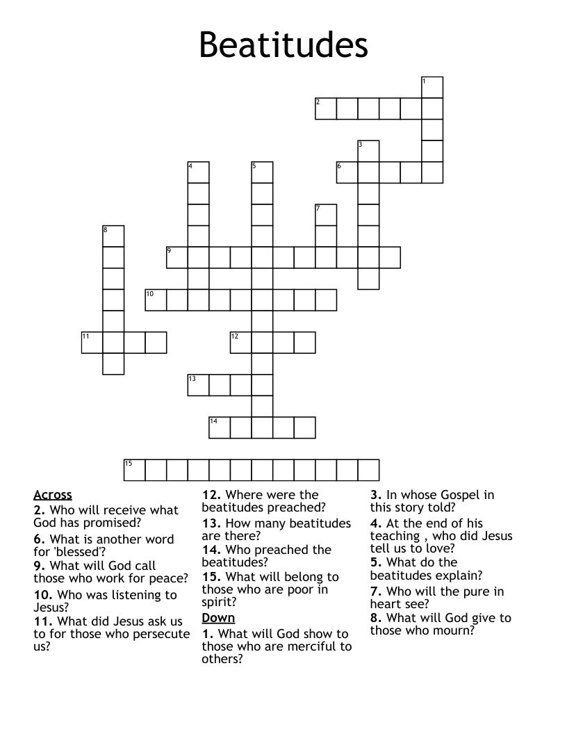Beatitudes Crossword
