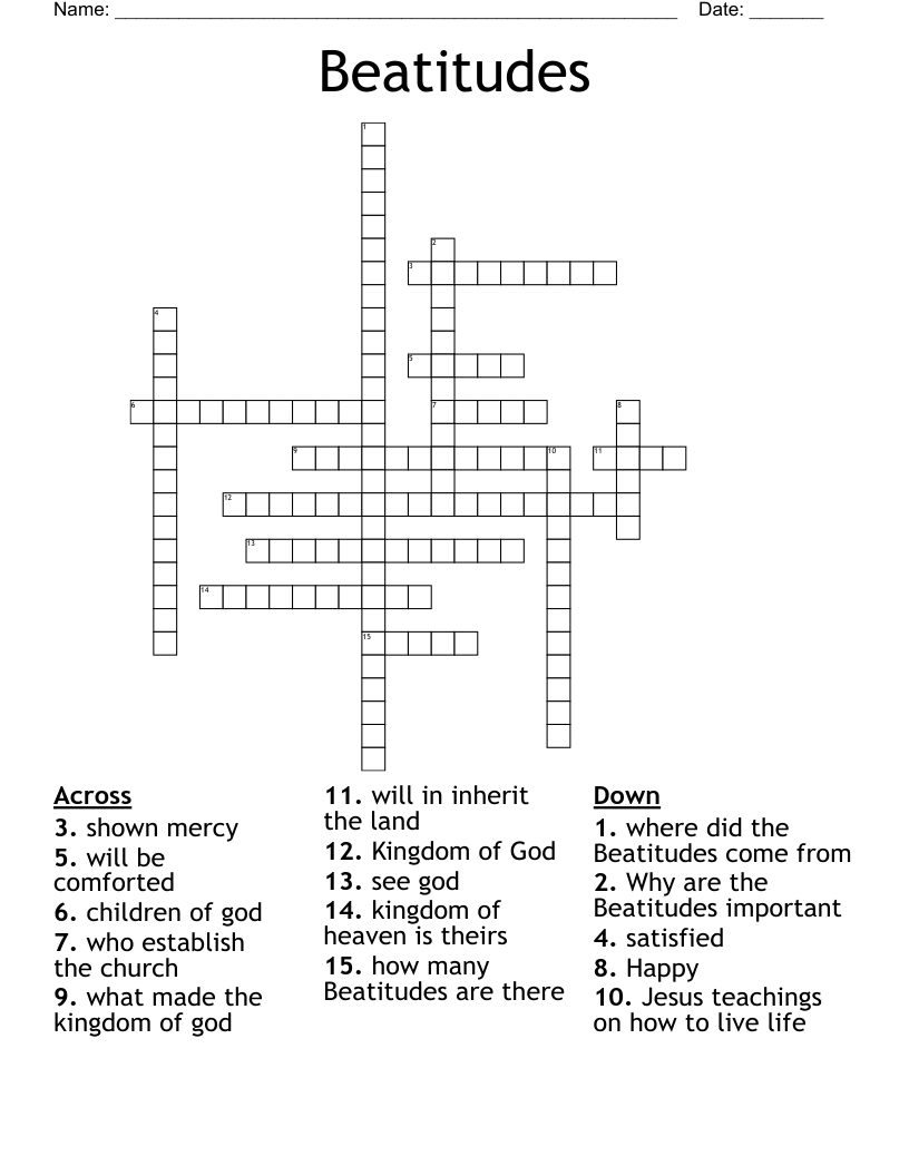 Beatitudes Crossword