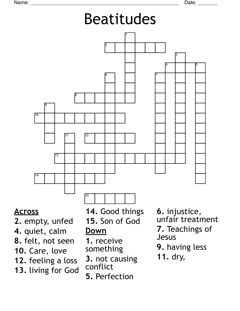 Beatitudes Crossword
