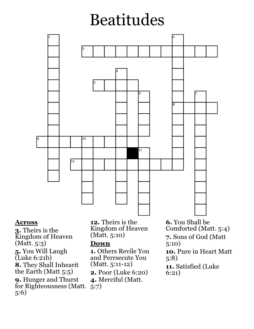 Beatitudes Crossword