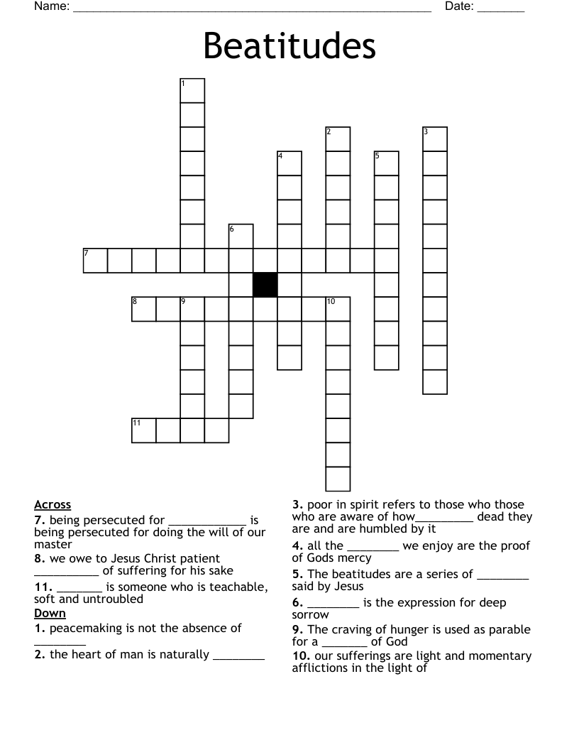 Beatitudes  Crossword