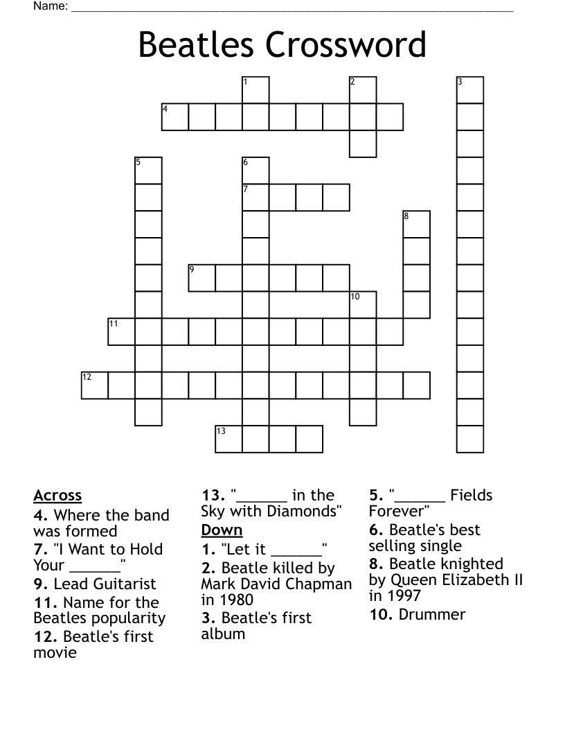 Beatles Crossword