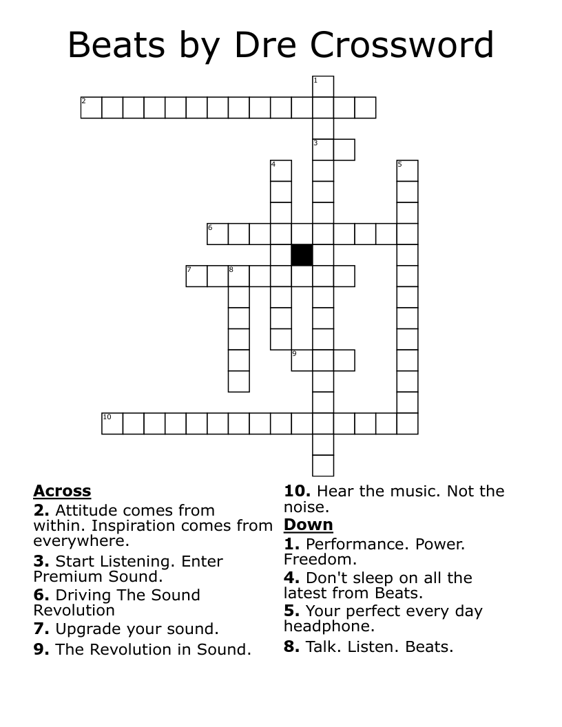 Beats by Dre Crossword 