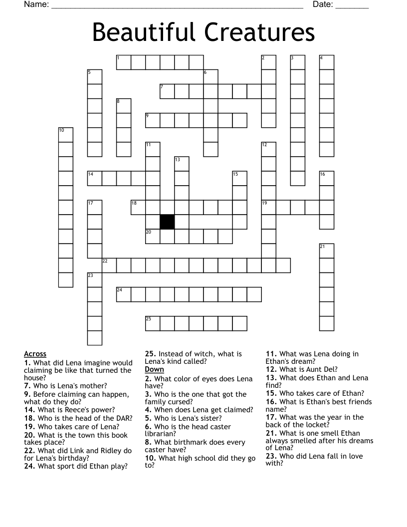 Beautiful Creatures Crossword