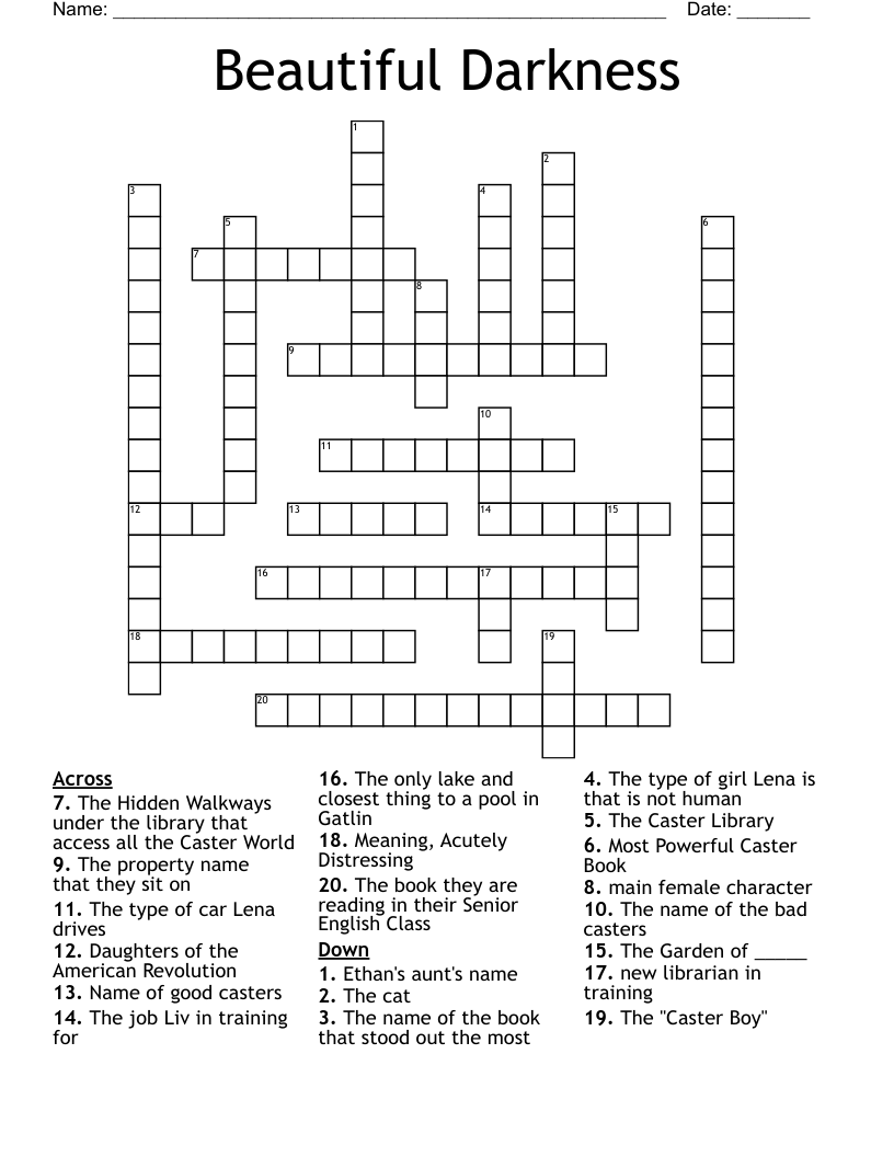 Beautiful Darkness Crossword