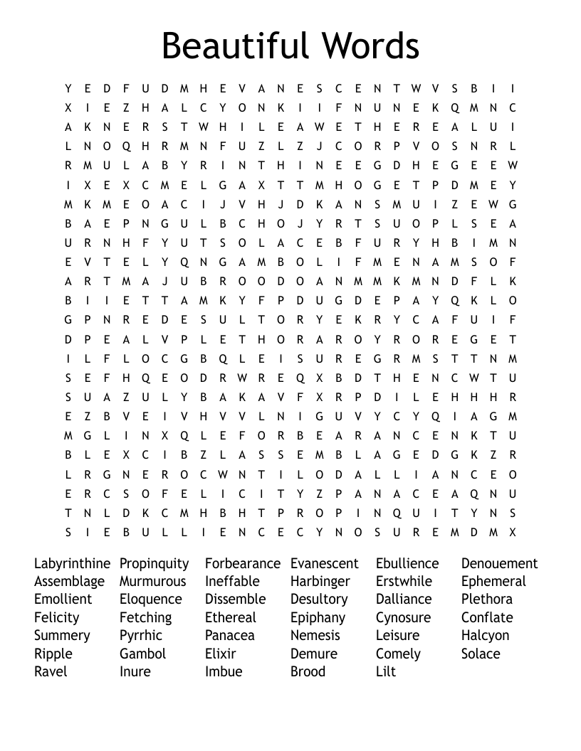 Beautiful Words Word Search