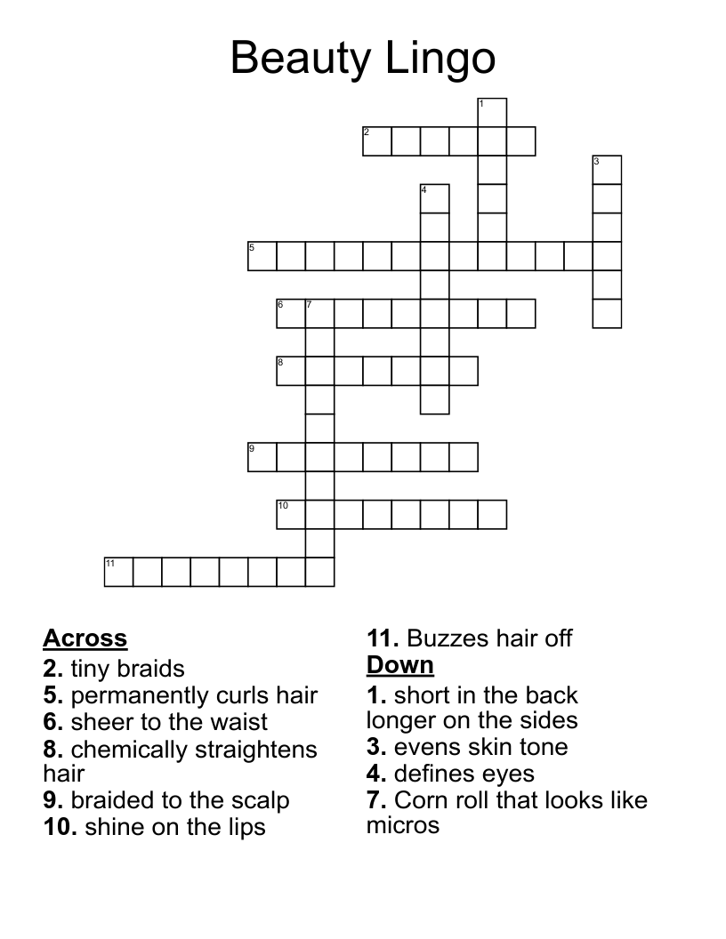 Beauty Lingo Crossword