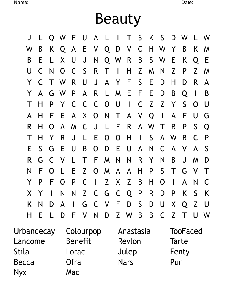Beauty  Word Search