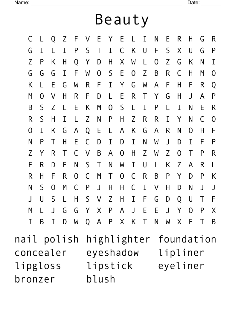 Beauty  Word Search