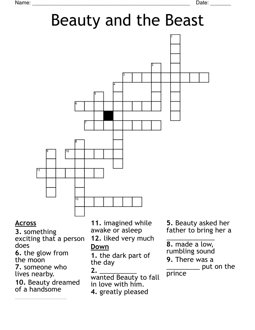 Beauty and the Beast Crossword