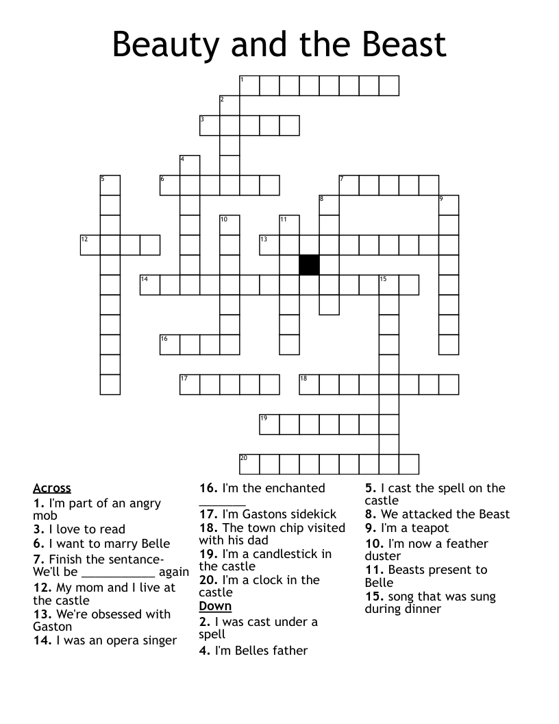 Beauty and the Beast Crossword