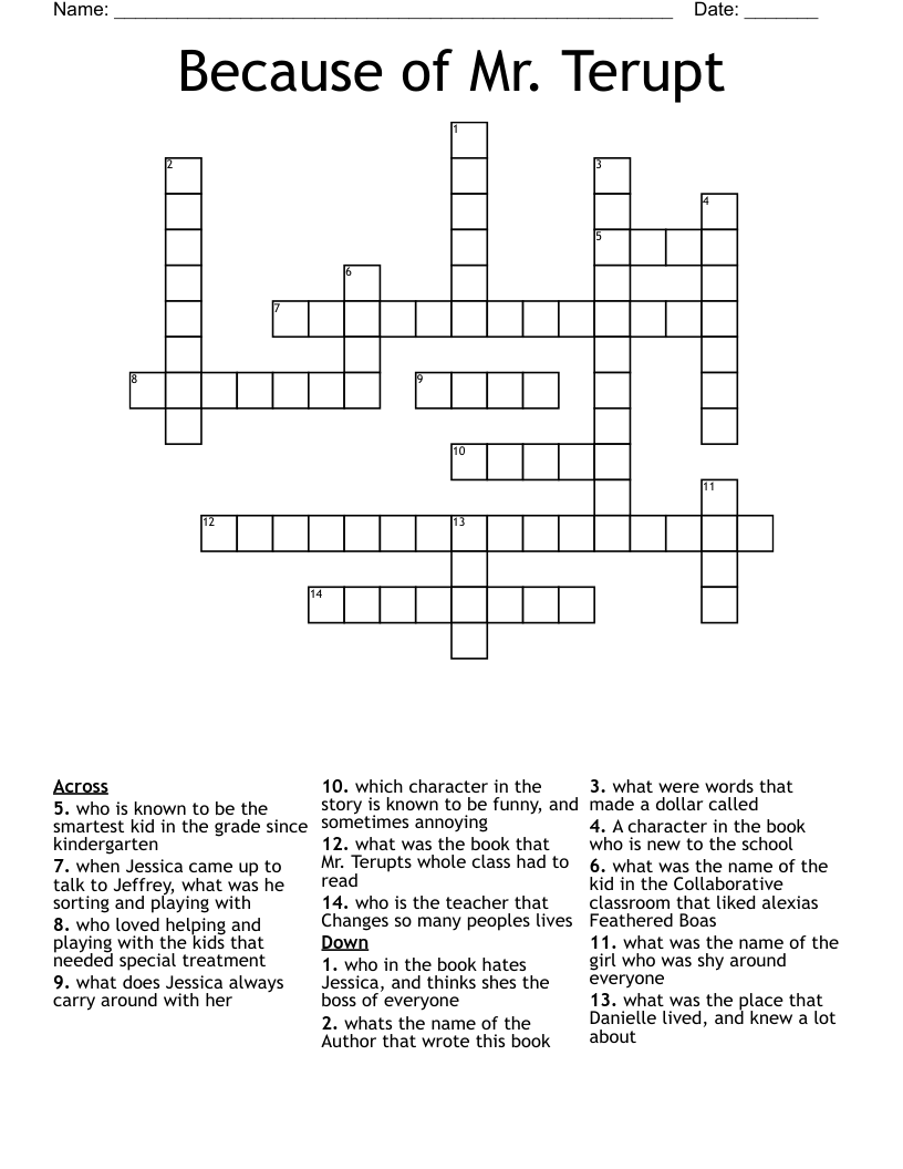 Because of Mr. Terupt Crossword