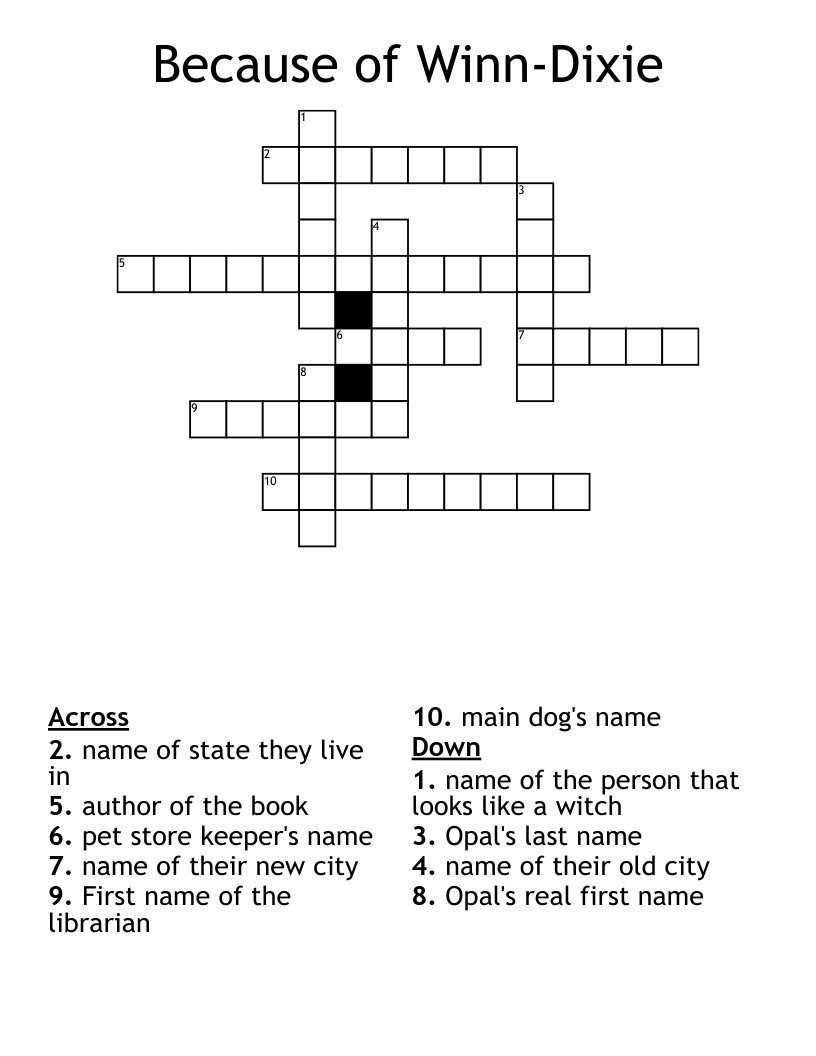 Because of Winn-Dixie Crossword