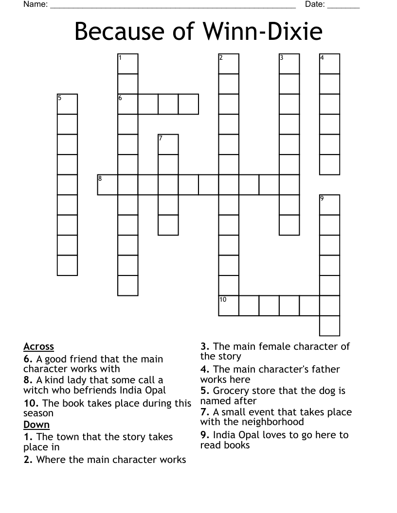 Because of Winn-Dixie Crossword