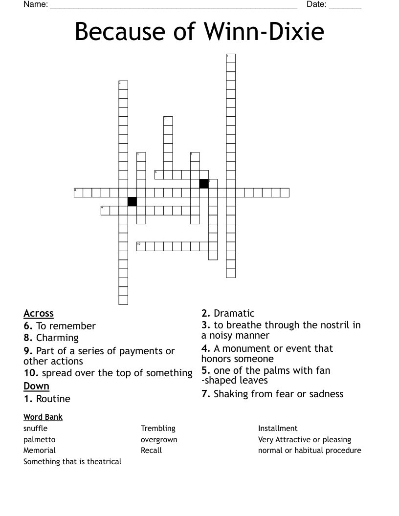 Because of Winn-Dixie  Crossword