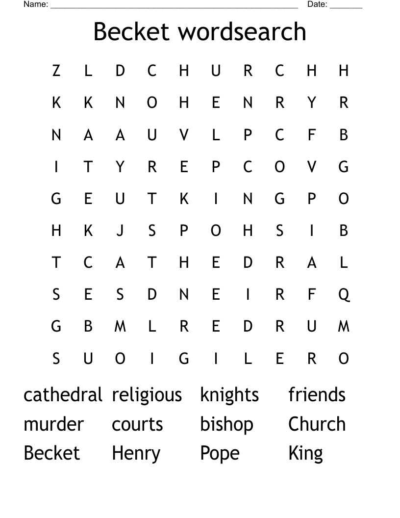 Becket wordsearch