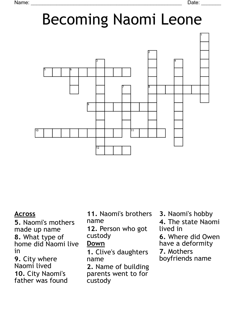 Becoming Naomi Leone Crossword