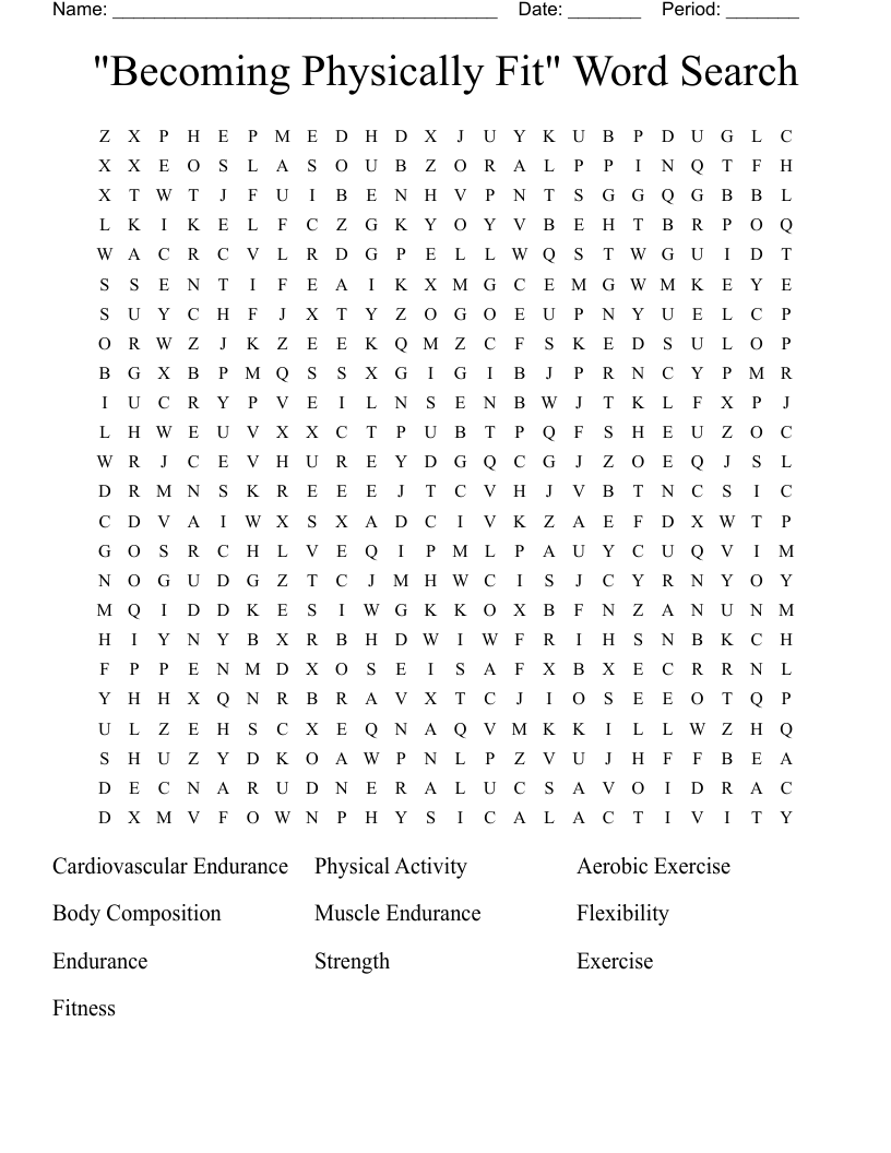 "Becoming Physically Fit" Word Search
