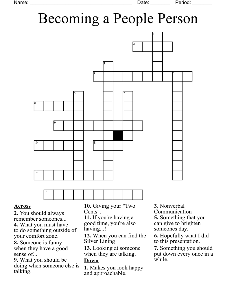 Becoming a People Person Crossword