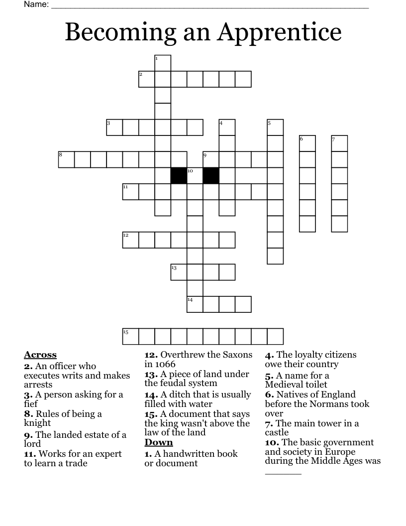 Becoming an Apprentice Crossword