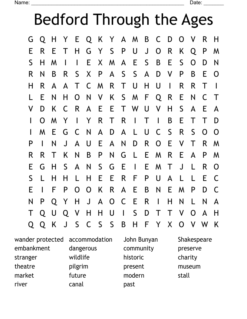 Bedford Through the Ages Word Search
