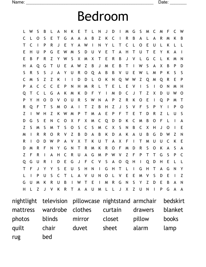Bedroom Word Search