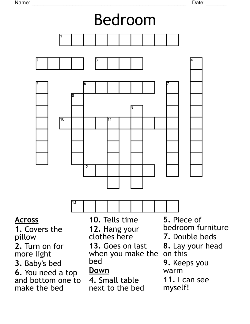 Bedroom Crossword