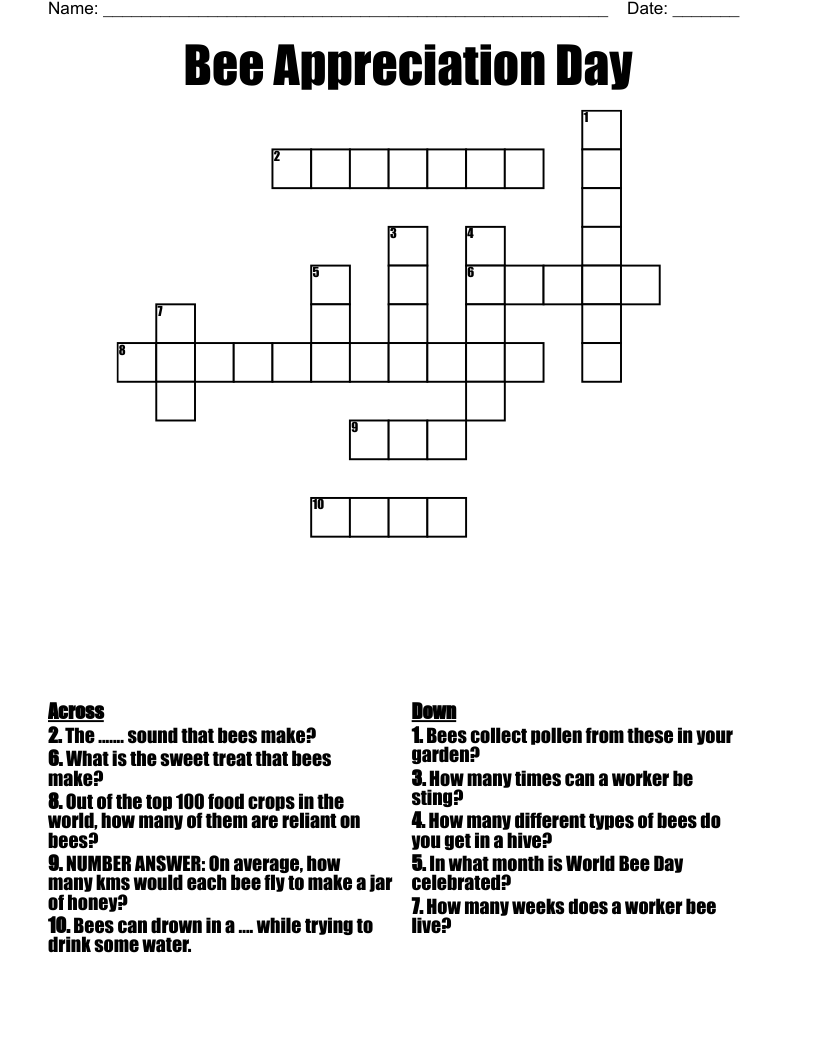 Bee Appreciation Day Crossword